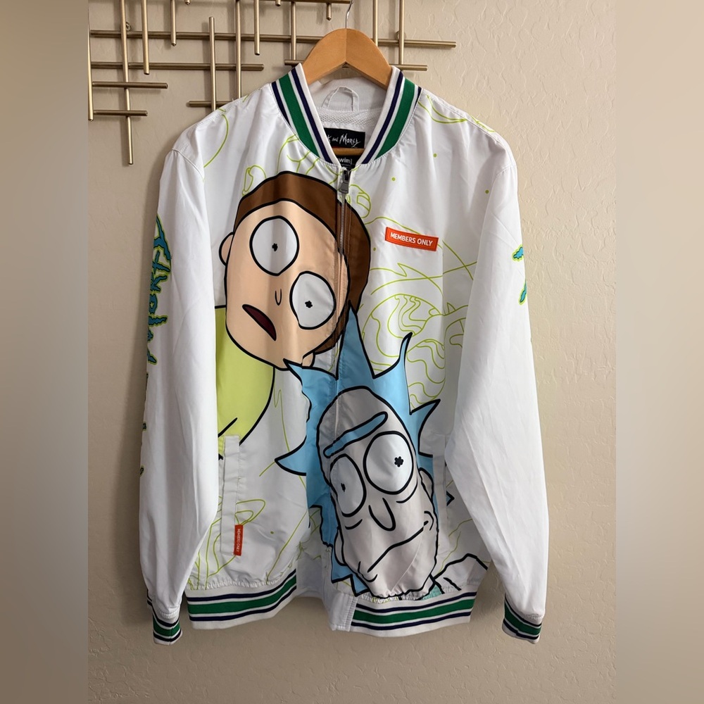 Rick and Morty Members Only Full Zip Windbreaker Jacket Size Large New